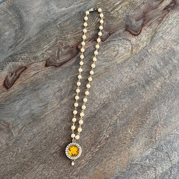 Signed Maximal Art by John Wind Yellow Floral Pendant Necklace - Picture 1 of 7